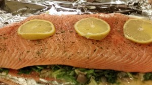 Salmon over Organic Mizuna Greens - Eat-in With YiaYia
