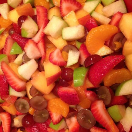 Close up of finished fruit salad